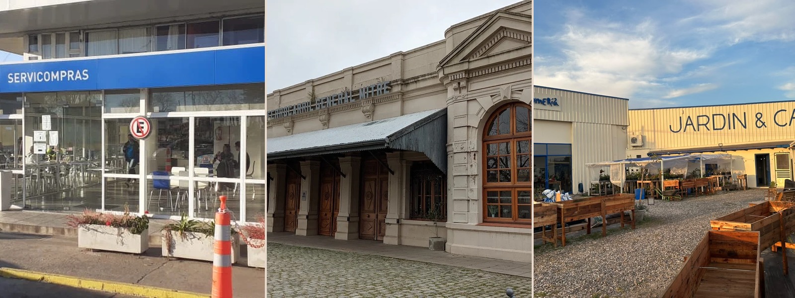 Collage de El Refugio, Bar Mitre y La Romería, los tres mejores lugares para almorzar en Pergamino